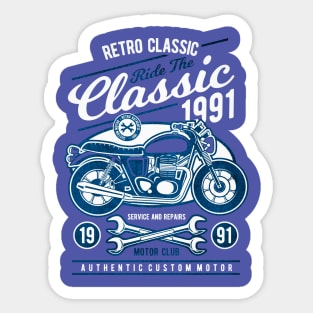 Retro Classic Motorcycle 1991 Sticker